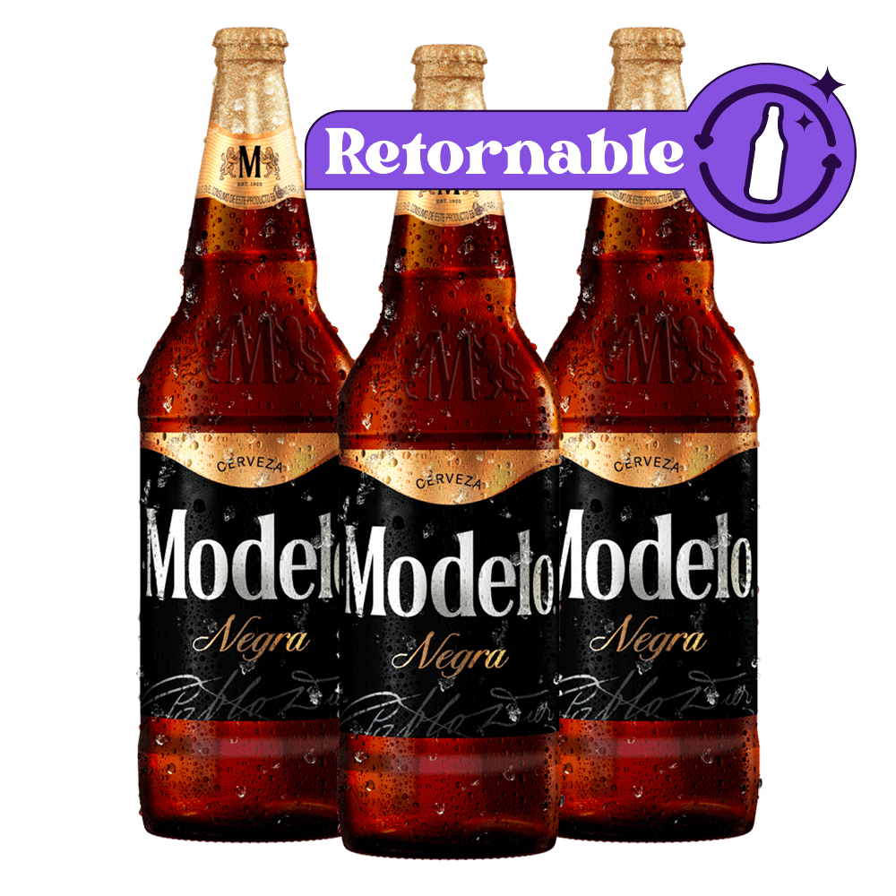 3 Pack Negra Modelo Especial Mega Retornable 1l - TaDa Delivery de Bebidas  |México