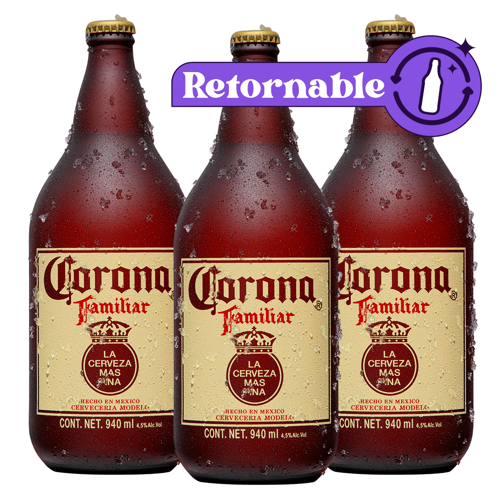 3Corona Familiar Botella Retornable 940ml - TaDa Delivery de Bebidas |México