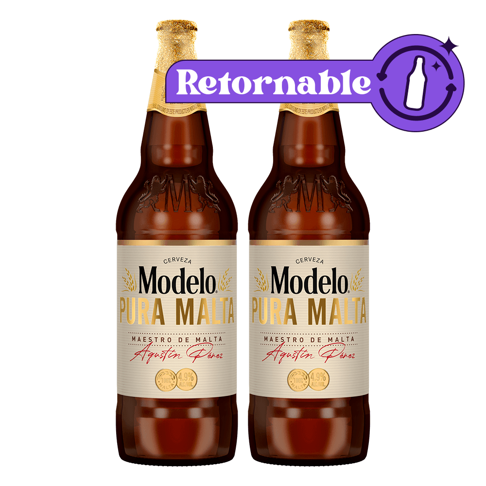 2 Pack Modelo Pura Malta 1L Retornable - TaDa Delivery de Bebidas |México