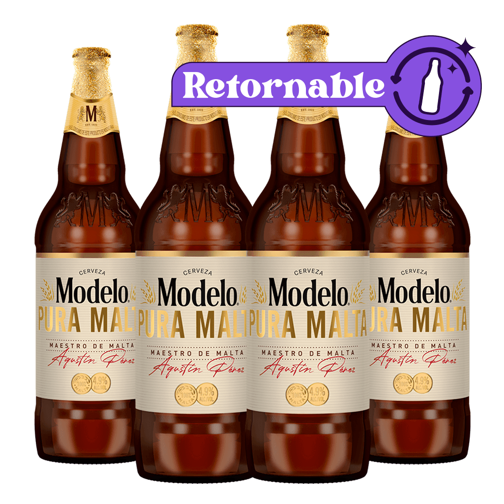 4 pack Modelo Pura Malta Mega 1L - TaDa Delivery de Bebidas |México