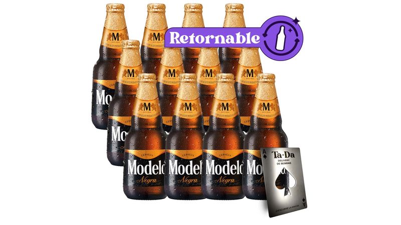 12 Pack Negra Modelo Botella Retornable 355ml + 1 Destapador TaDa - TaDa  Delivery de Bebidas |México
