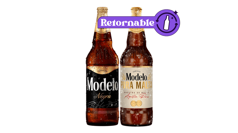 Negra Modelo Mega Retornable 1L + Modelo Pura Malta Mega Retornable 1L -  TaDa Delivery de Bebidas |México